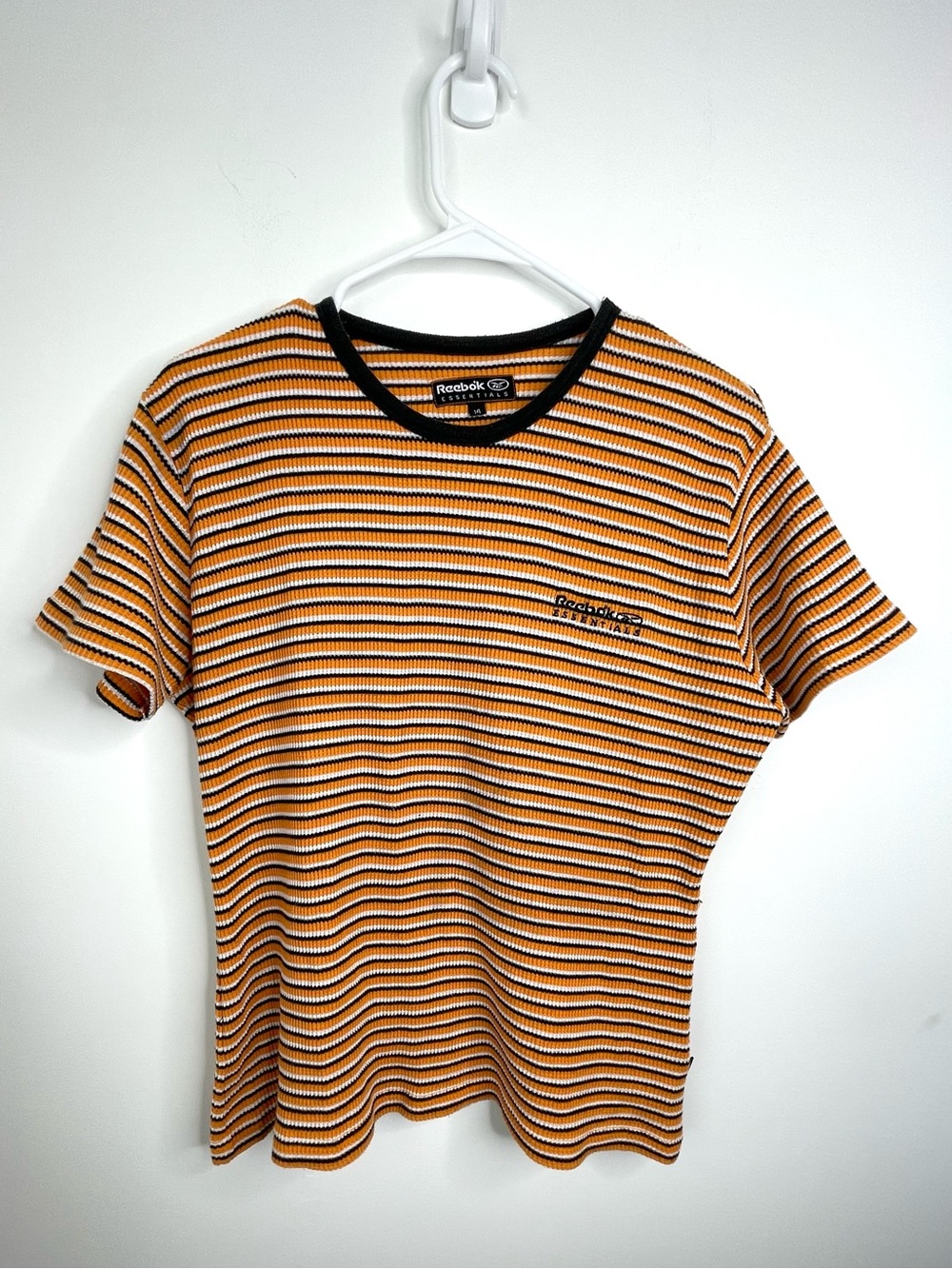 VINTAGE Reebok WOMENS Orange Striped Shirt size 14